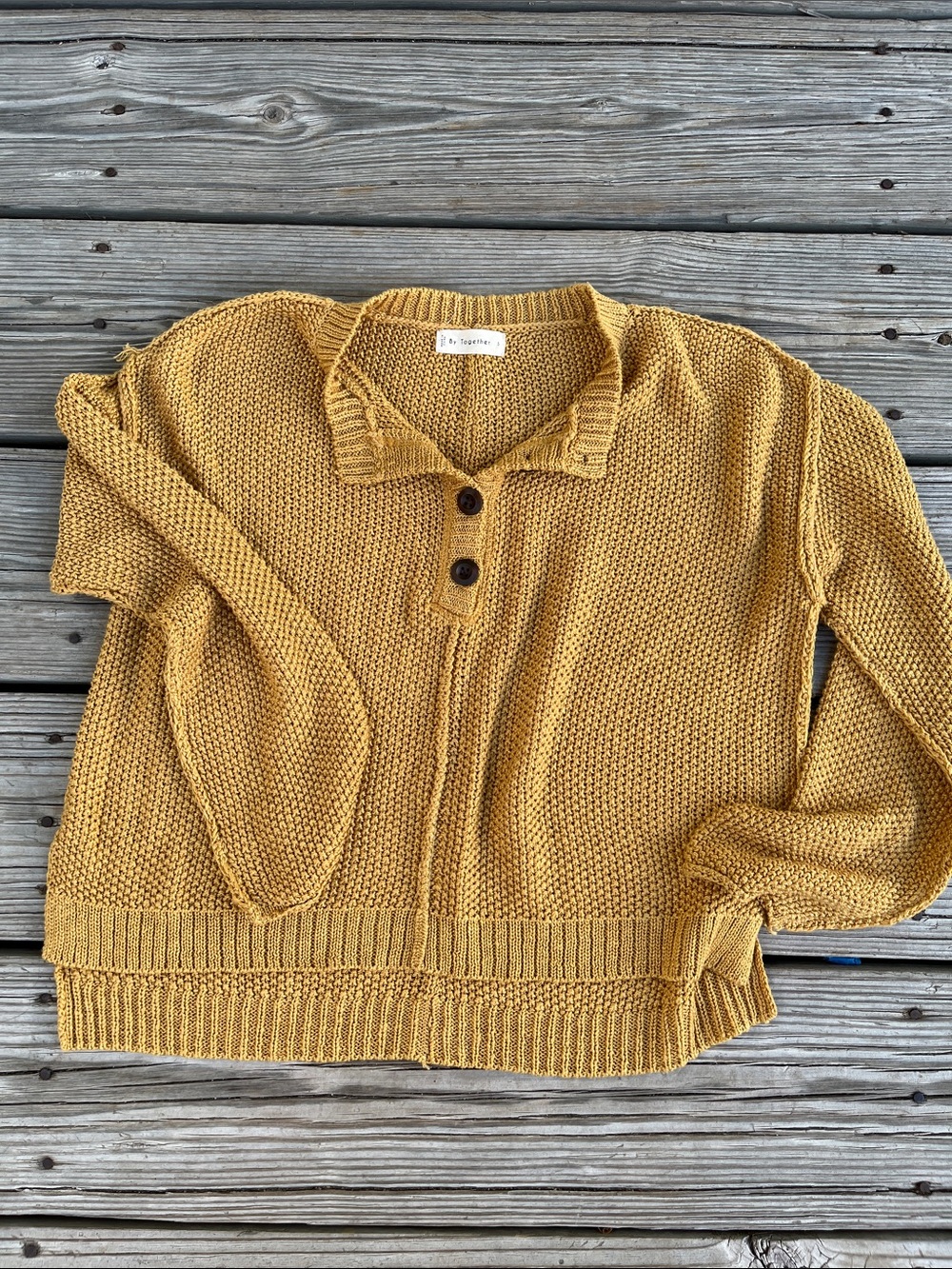 By Together Mustard  Button Pullover Sweater
